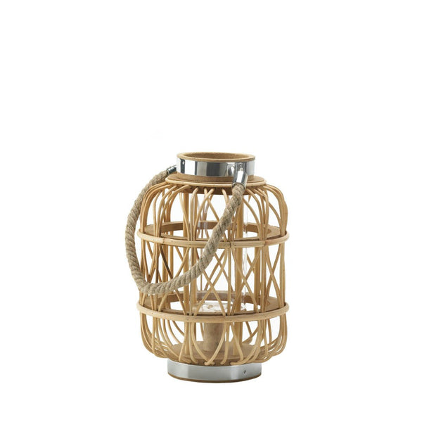 Small Woven Rattan Candle Lantern