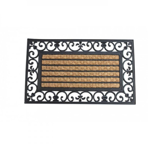 Striped Mat With Fleur-de-lis Border