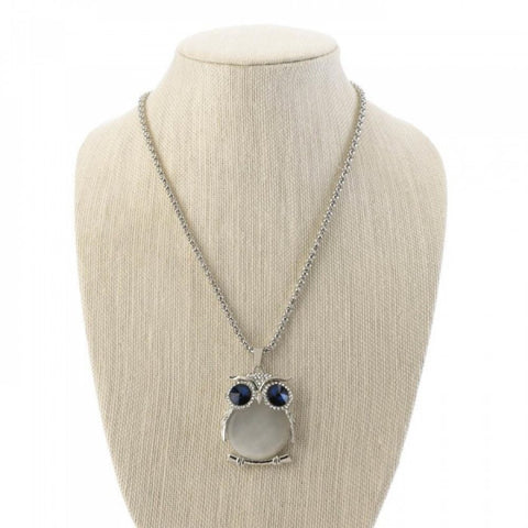 White Crystal Owl  Necklace