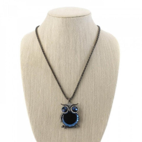 Blue  Crystal Owl  Necklace