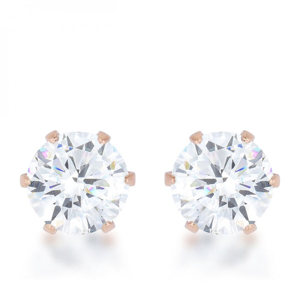 Reign 3.4ct Cz Rose Gold Stainless Steel Stud Earrings
