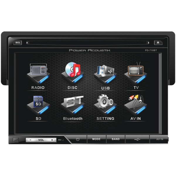 Power Acoustik 7" Single-Din In-Dash Lcd Touchscreen Dvd Receiver (With Bluetooth)