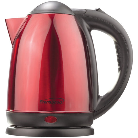 Brentwood 1.5-liter Stainless Steel Electric Cordless Tea Kettle (red)