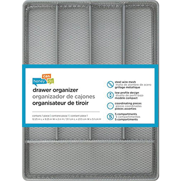 Honey-can-do 5-compartment Steel Mesh Cutlery Tray