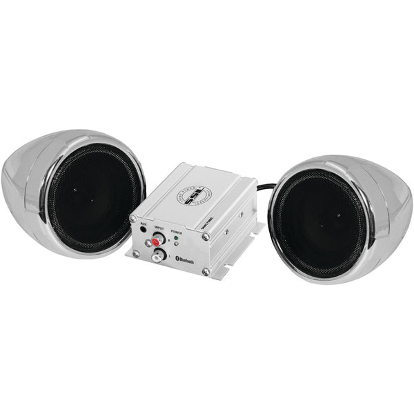 Soundstorm Motorcycle 600-watt Amplified Sound System With 3" Chrome Full-range Speakers & Bluetooth