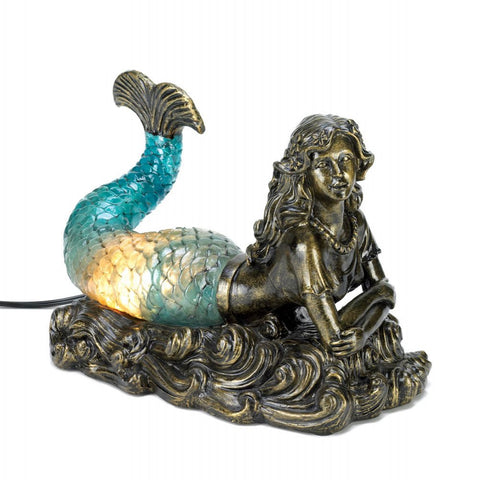 Gorgeous Blue And Amber Mermaid Lamp
