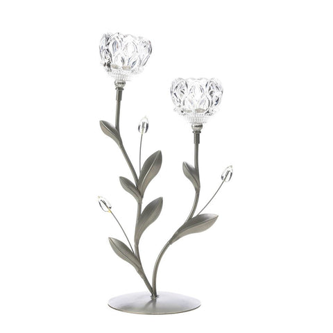 Crystal Flower Duo Candle Holder