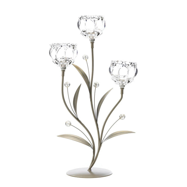 Crystal Flower Triple Candle Holder