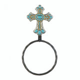 Turquoise Cross Towel Ring