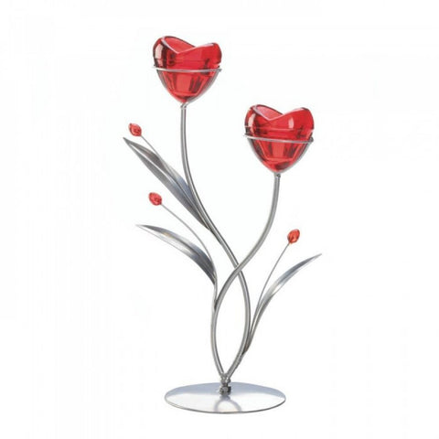 Two Hearts In Bloom Candleholder
