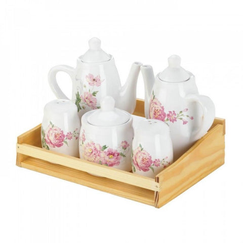 Mini Dolomite Pink Floral Tea Set