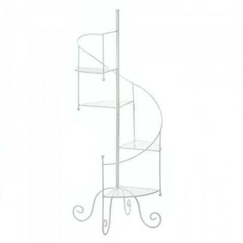 White Spiral Showcase Plant Stand