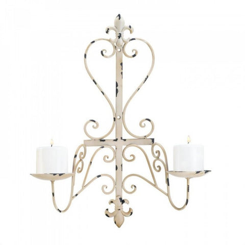 Antiqued Fleur De Lis Candle Sconce