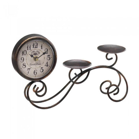 Scrollwork Table Clock & Candleholder