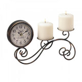 Scrollwork Table Clock & Candleholder