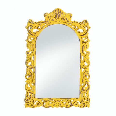 Opulent Distressed Yellow Wall Mirror
