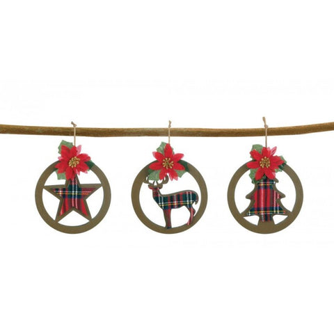 Plaid Silhouette Ornament Set