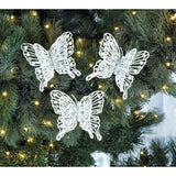 White Gem Butterfly Ornament Set