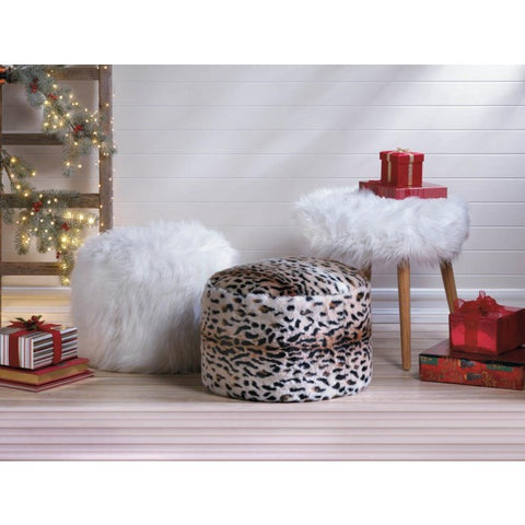 White Faux Fur Stool