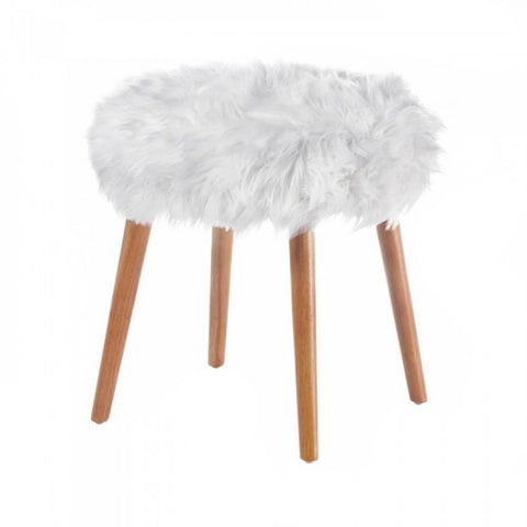 White Faux Fur Stool