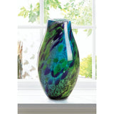 Peacock Inspired Art Glass Vase