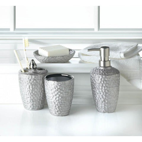 Hammered Silver Texture Bath Set