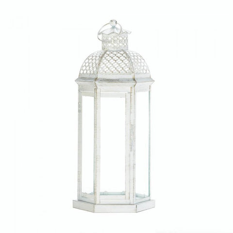 Large White Moroccan Lattice Lantern