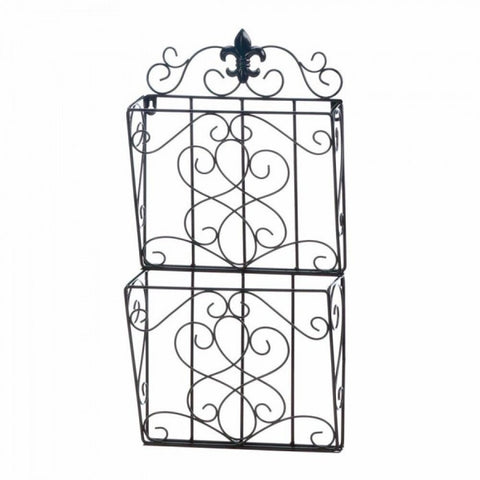 Fleur-de-lis Dual Magazine Wall Rack