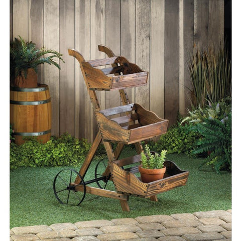 Wooden 3-tier Plant Cart Stand