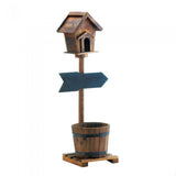 Welcome Birdhouse Rustic Barrel Planter
