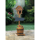 Welcome Birdhouse Rustic Barrel Planter