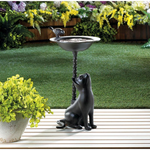 Brown Cat Birdbath