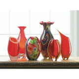 Red Art Glass Bottleneck Vase