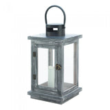 Distressed Gray Lantern With Led Candle