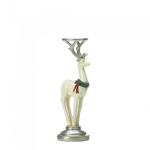 Large White Reindeer Candleholder