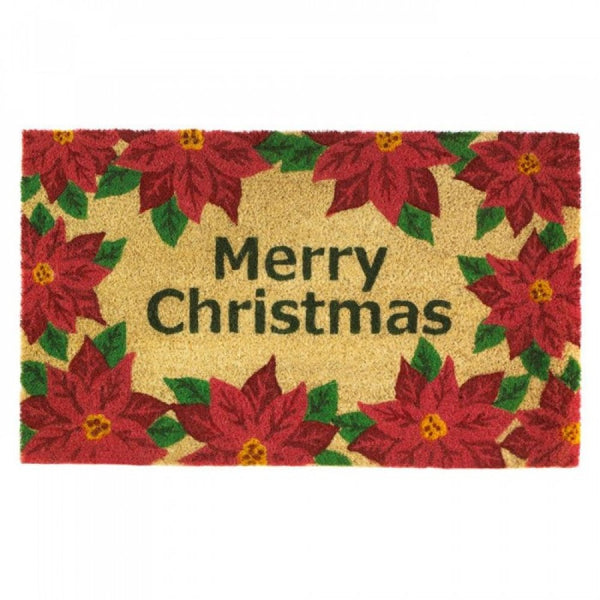 Christmas Poinsettia Welcome Mat