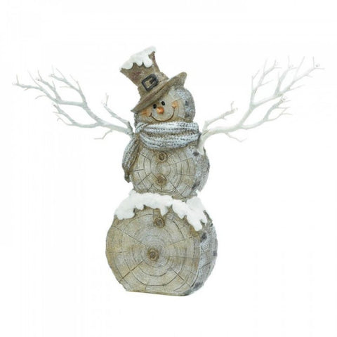 Snowman Statue With Twig Lights