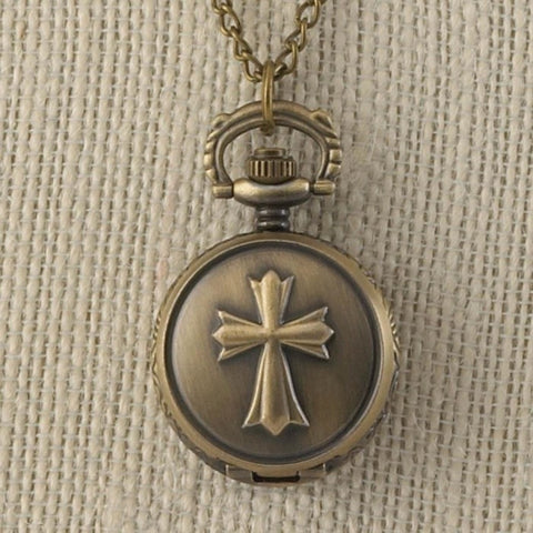 Bronze Cross Mini Necklace Watch