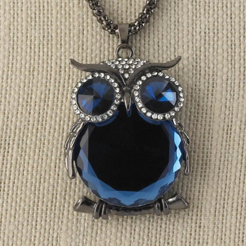 Blue  Crystal Owl  Necklace