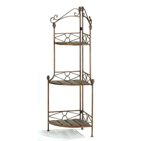 Rustic Corner Baker`s Rack