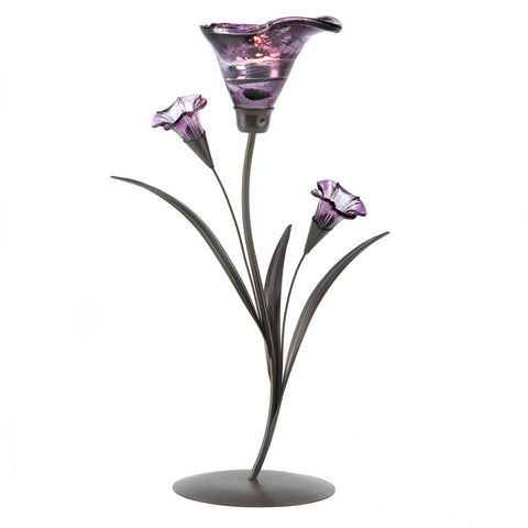 Glass Lily Tealight Candleholder
