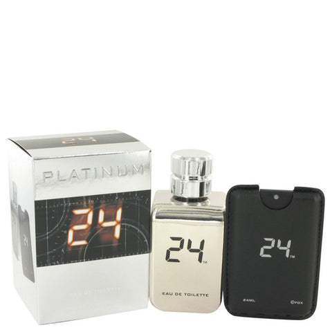 24 Platinum The Fragrance By Scentstory Eau De Toilette Spray + 0.8 Oz Mini Pocket Spray 3.4 Oz