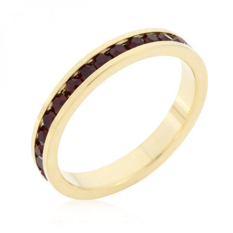 Stylish Stackables With Garnet In Gold Crystal Ring