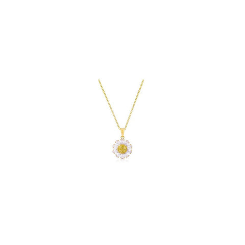 Goldtone Purple And Yellow Cubic Zirconia Floral Pendant