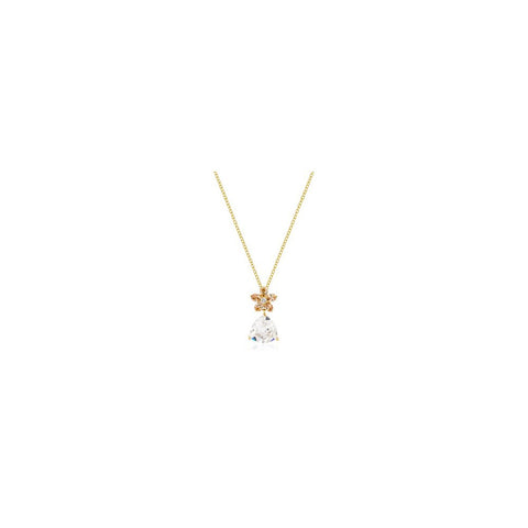 Goldtone Trillion Floral Pendant