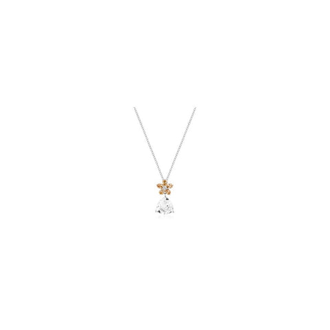 Silvertone Trillion Floral Pendant