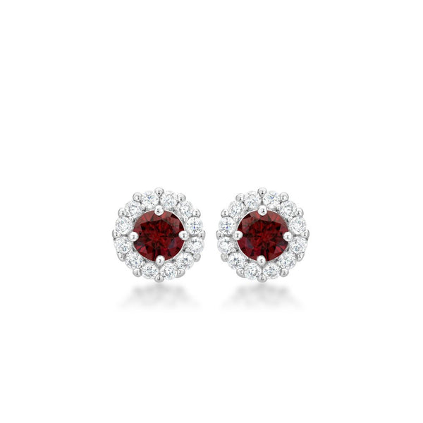 Bella Bridal Earrings In Garnet Red