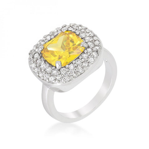 Micropave Yellow Bridal Cocktail Ring