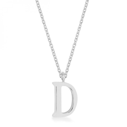 Elaina Rhodium Stainless Steel D Initial Necklace