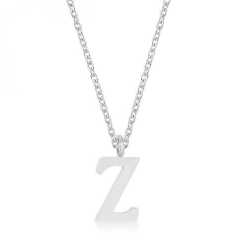 Elaina Rhodium Stainless Steel Z Initial Necklace